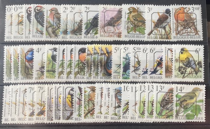 Belgien 1967/1996 - Komplet serie af Preo's 'Birds of Buzin' (inklusive alle papirtyper) - OBP/COB PRE SERIE 66 (49 waarden)