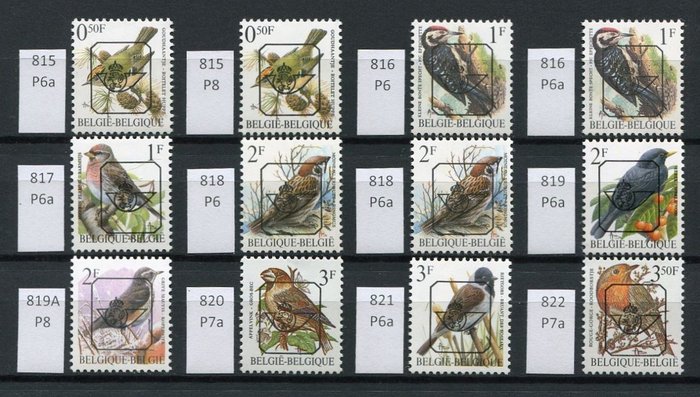 Belgien 1967/1996 - Komplet serie af Preo's 'Birds of Buzin' (inklusive alle papirtyper) - OBP/COB PRE SERIE 66 (49 waarden)