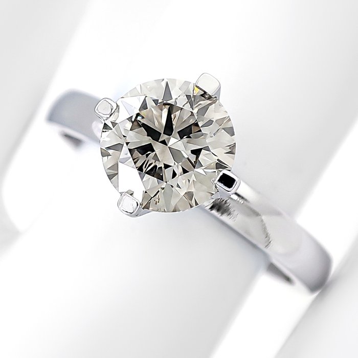 Ring - 14 karat Hvidguld -  1.23ct. tw. Grøn Diamant (Naturfarvet)