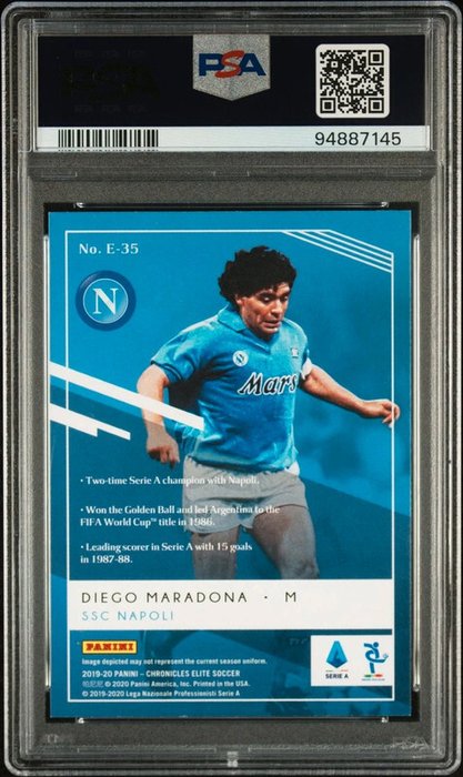 2019 Panini Chronicles Elite Serie A Diego Maradona #E-35 Orange PSA 9 - 1 Graded card