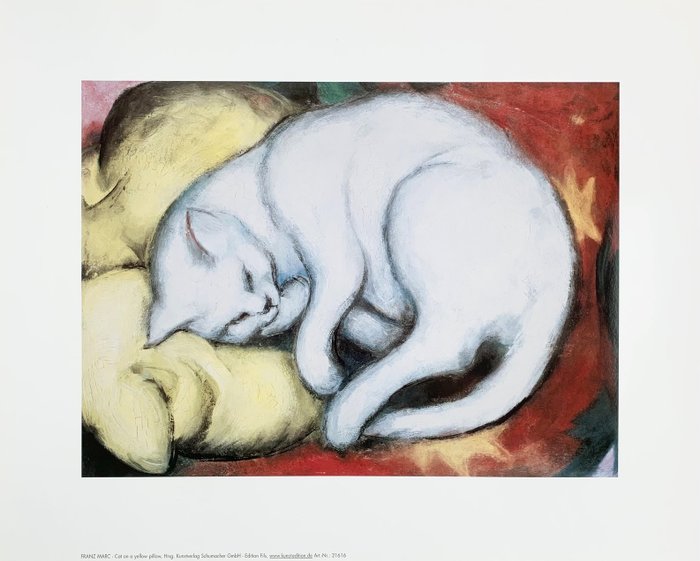 Franz Marc (1880-1916) - (after) - Cat on yellow pillow - Artprint Offsetlihographie - 50 x 40 cm