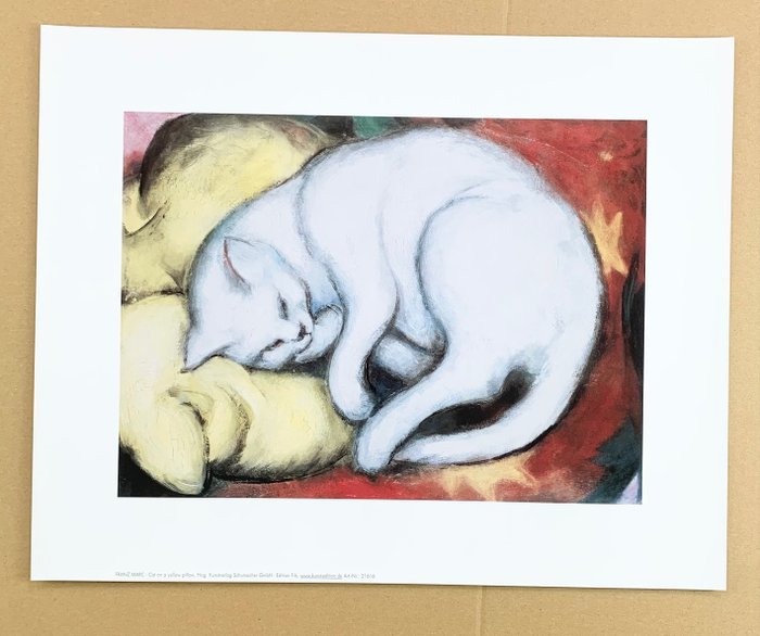 Franz Marc (1880-1916) - (after) - Cat on yellow pillow - Artprint Offsetlihographie - 50 x 40 cm