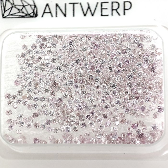 545 pcs Diamant  (Naturfarvet)  - 200 ct - Rund Blandet lyserød - I1 I3 - Gem Report Antwerp (GRA)