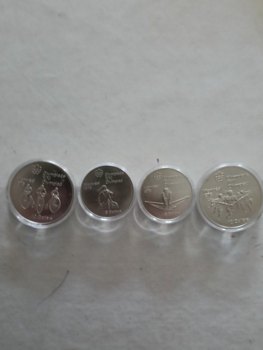 Canada. Elizabeth II. 1976 Montreal Olympics 4-coin set, .925 Fine Silver, ASW 4.32oz (134,37g Pure Silver)