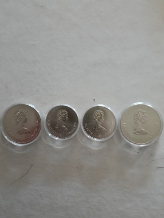 Canada. Elizabeth II. 1976 Montreal Olympics 4-coin set, .925 Fine Silver, ASW 4.32oz (134,37g Pure Silver)