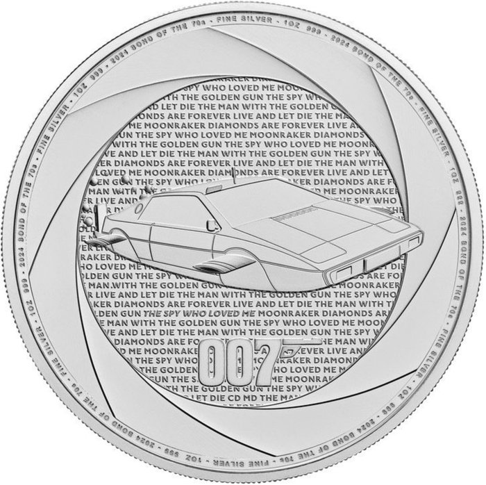 Storbritannien. 2 Pounds 2024 "James Bond - Lotus Esprit S1" 1 Oz (.999)  (Ingen mindstepris)