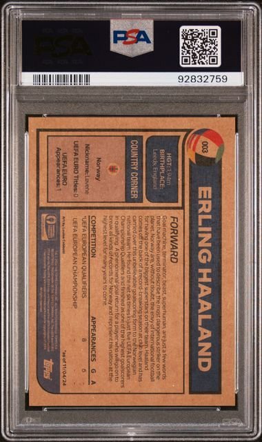 2024 Topps Living Road To Uefa Euro 2024 Erling Haaland #003 PSA 10 Graded card