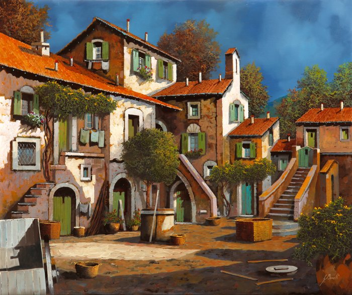 Guido Borelli - all'alba in cortile