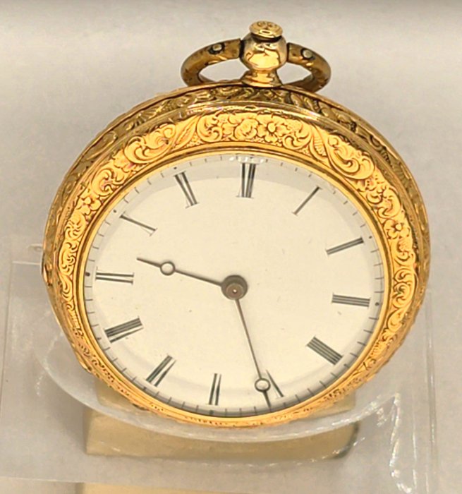 Le Roy a Paris - 18kt. Lepine Punktaschenuhr - Komplettgravur - exzentisches Ziffernblatt - Frankrig 1840