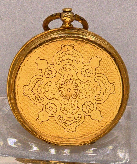 Le Roy a Paris - 18kt. Lepine Punktaschenuhr - Komplettgravur - exzentisches Ziffernblatt - Frankrig 1840