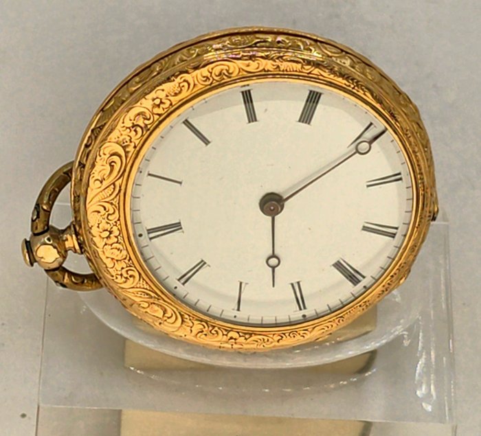 Le Roy a Paris - 18kt. Lepine Punktaschenuhr - Komplettgravur - exzentisches Ziffernblatt - Frankrig 1840