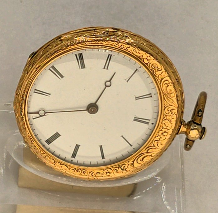 Le Roy a Paris - 18kt. Lepine Punktaschenuhr - Komplettgravur - exzentisches Ziffernblatt - Frankrig 1840