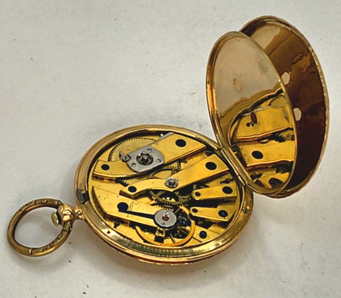 Le Roy a Paris - 18kt. Lepine Punktaschenuhr - Komplettgravur - exzentisches Ziffernblatt - Frankrig 1840