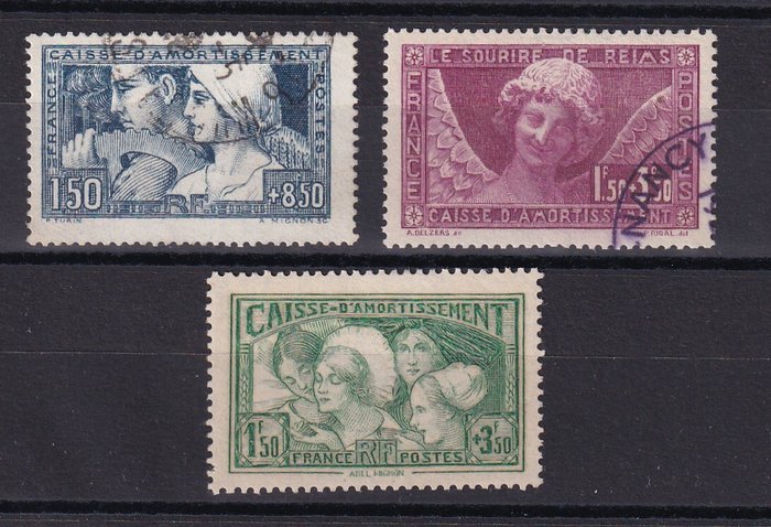 Frankrig 1928/1931 - kyst 460€, afskrivningsfond - Yvert n° 252, 256 et 269