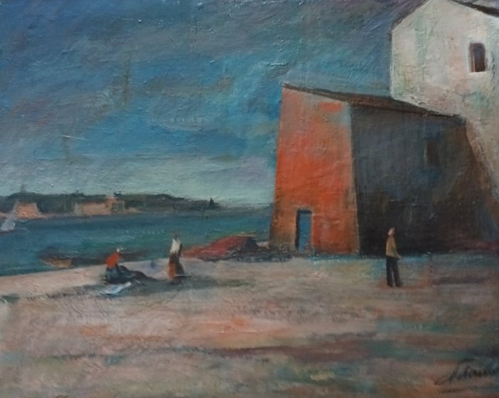 Eugenio Polesello (1895-1983) - Sulla riva a Burano