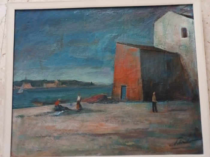 Eugenio Polesello (1895-1983) - Sulla riva a Burano