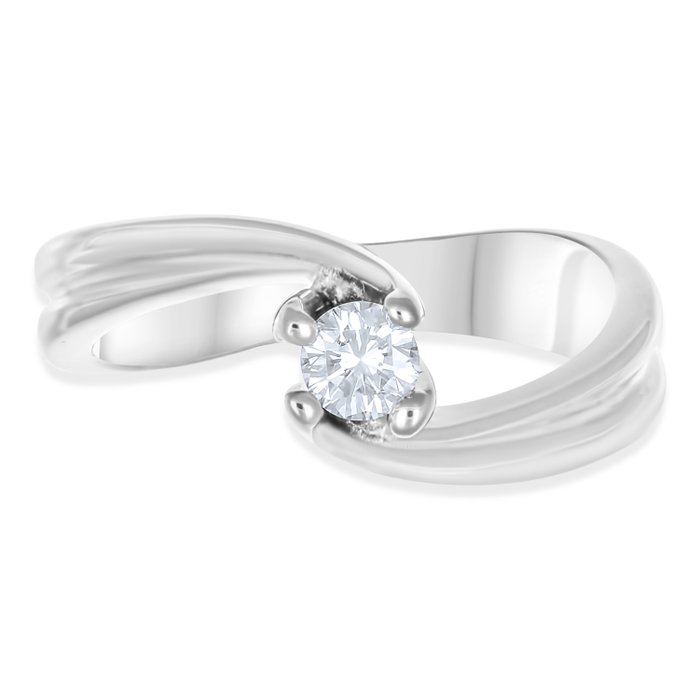 Ring - 18 kraat Hvidguld -  0.16ct. tw. Diamant (Natur)