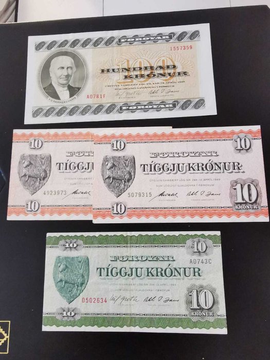 Færøerne - 4 Banknotes - Various Dates  (Ingen mindstepris)