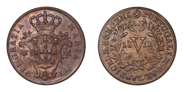 Portugal D João Príncipe Regente (1799-1816) V Reis 1812 - Híbrida (D Maria I) - Rara