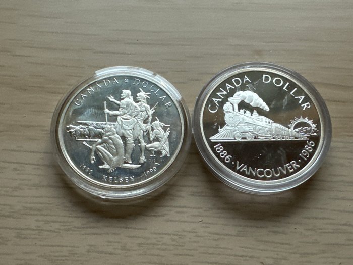 Canada. 1 Dollar 1986/1990 Kelsey und Vancouver (2 coins)  (Ingen mindstepris)