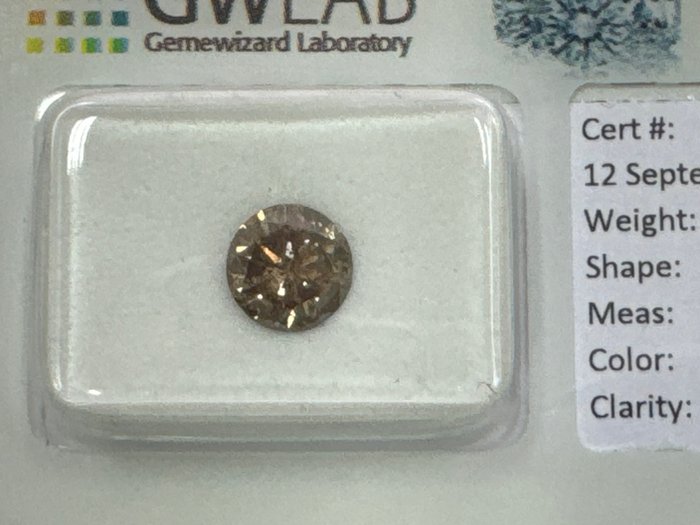 Ingen mindstepris - 1 pcs Diamant  (Naturfarvet)  - 1.08 ct - Rund - Fancy deep Grå - I2 - Gemewizard Gemological Laboratory (GWLab)