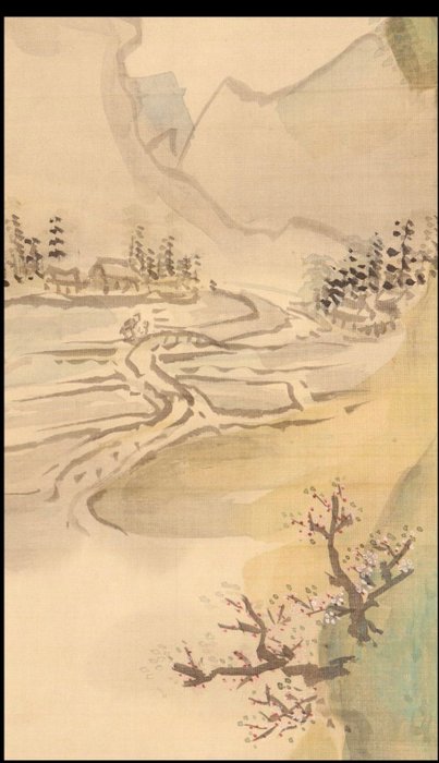 Beautiful landscape and Good of Good Fortune and Longevity Fukurokuju - Tani Bunchō (1763-1841) - Japan - Midten af Edo-perioden