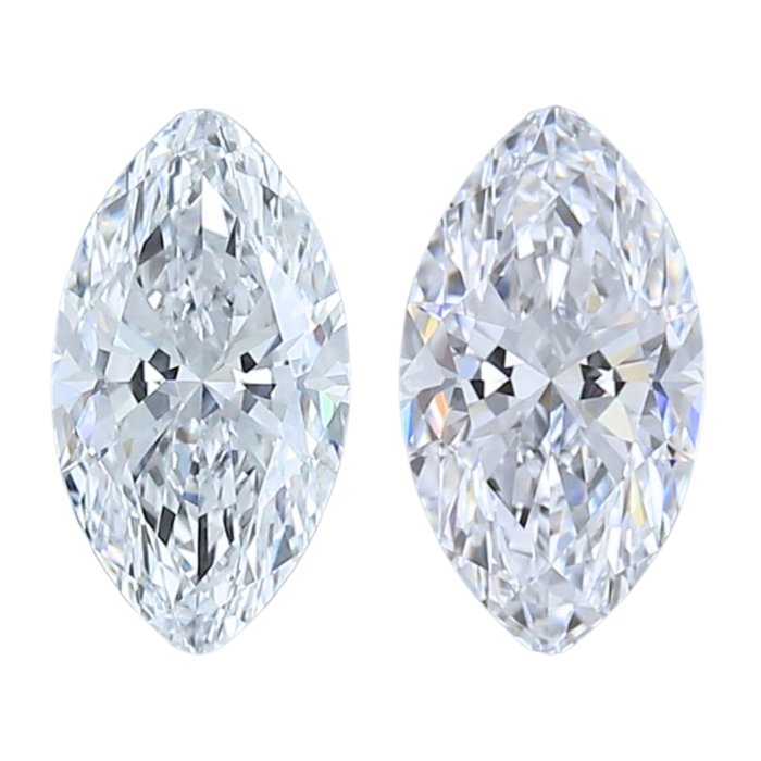 2 pcs Diamant  (Natur)  - 1.50 ct - Marquise - D (farveløs) - IF, VVS1 - Gemological Institute of America (GIA)