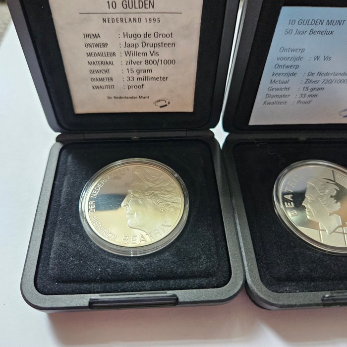 Holland. 10 Gulden 1994/1995 (2 stuks) Proof  (Ingen mindstepris)