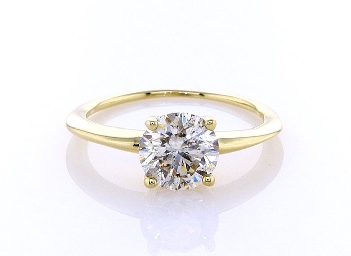 Ring - 14 karat Gulguld -  1.23ct. tw. Diamant (Naturfarvet)