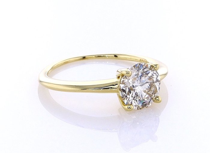 Ring - 14 karat Gulguld -  1.23ct. tw. Diamant (Naturfarvet)