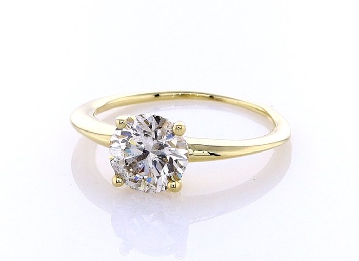 Ring - 14 karat Gulguld -  1.23ct. tw. Diamant (Naturfarvet)