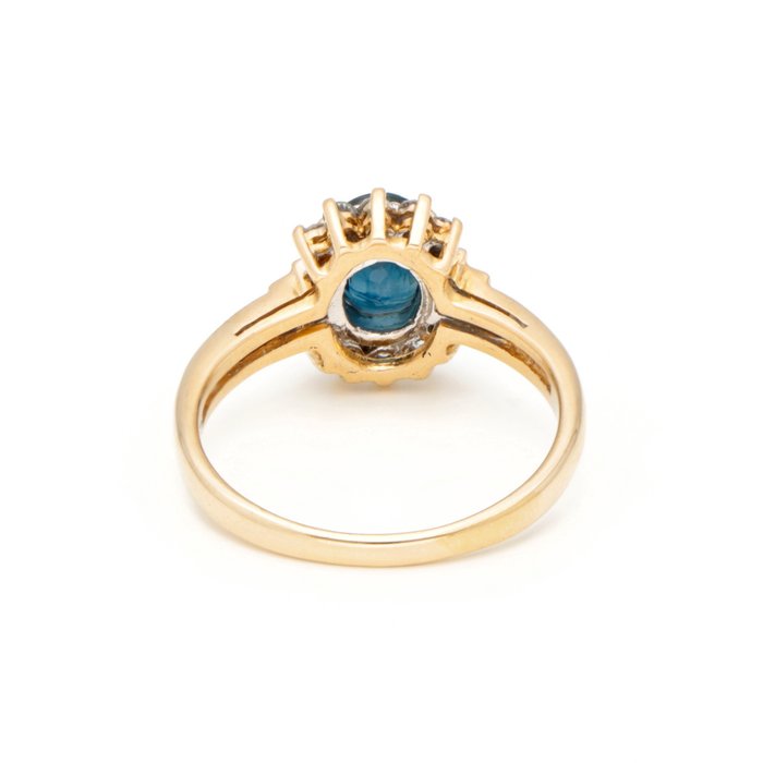 Ring - 18 kraat Gulguld -  0.13ct. tw. Diamant (Natur)  - Safir