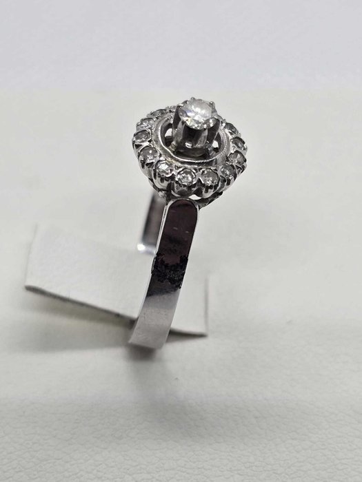 Ring - 18 kraat Hvidguld Diamant (Natur)  - Diamant