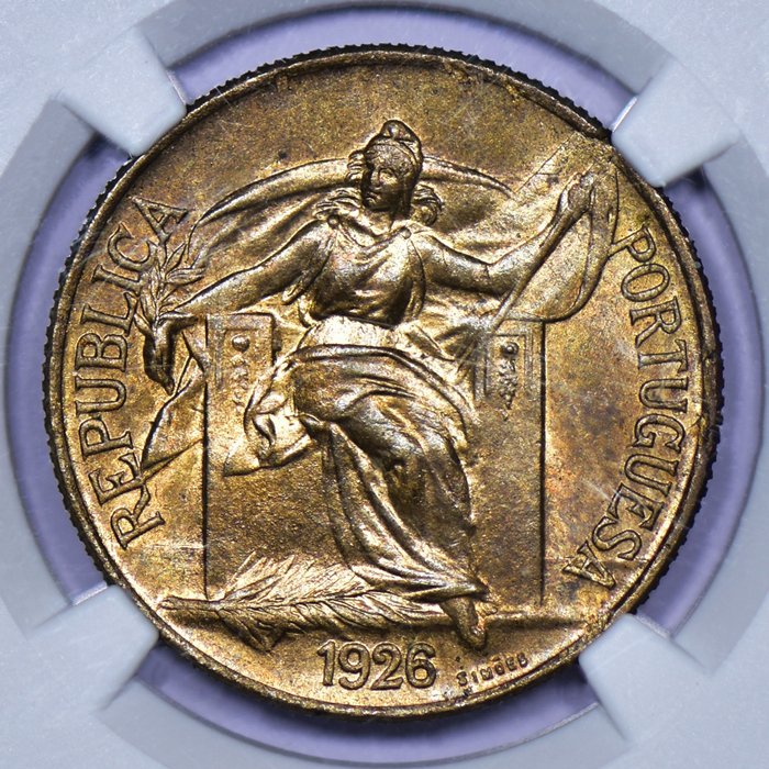 Portugal Republic 1 Escudo 1926 - NGC - MS64 - Rara