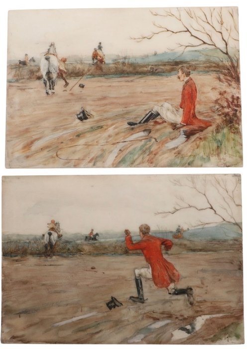 Cecil Aldin (1870-1935) - Pair of funny hunt pictures