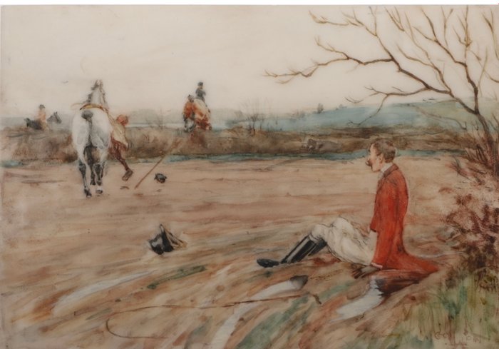 Cecil Aldin (1870-1935) - Pair of funny hunt pictures