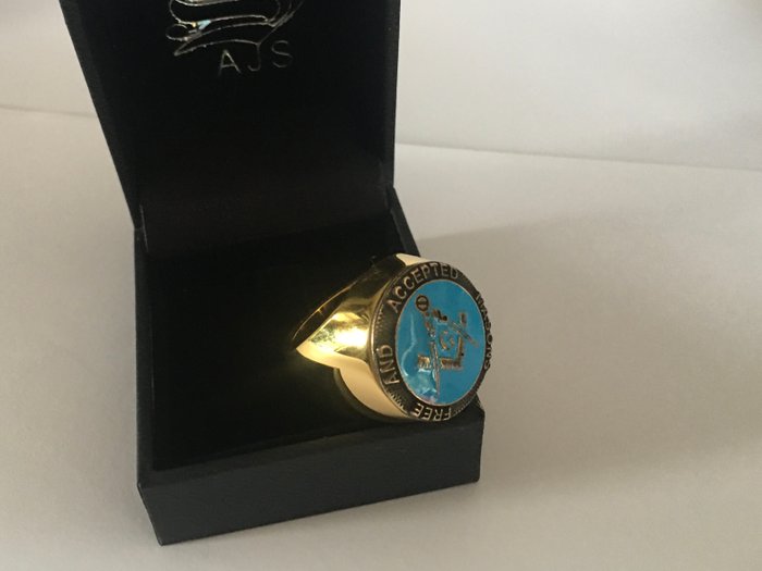 Masonic Blue Lodge Free  Accepted Mason Honor 24kt forgyldt - Ring