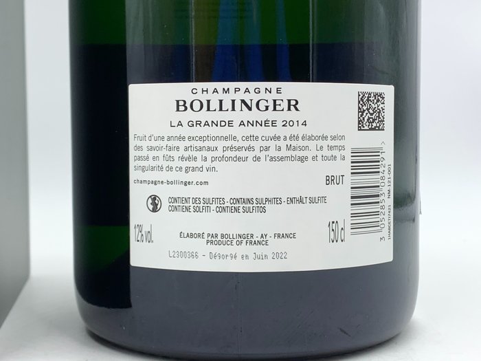 2014 Bollinger La Grande Année Brut - Champagne - 1 Magnum (15 L)