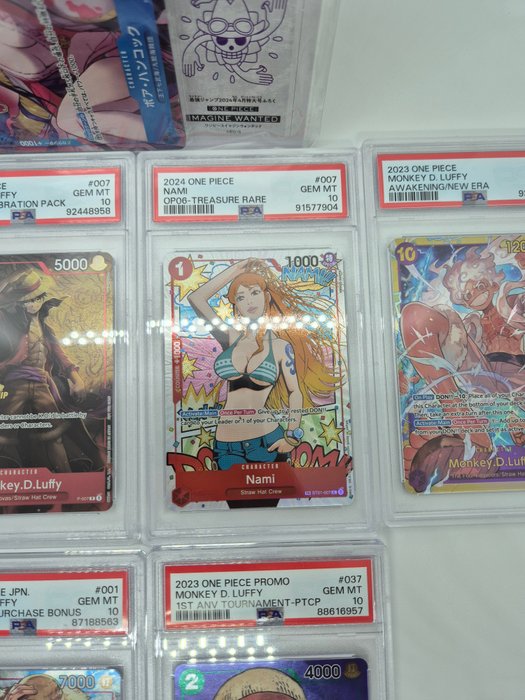 One Piece Collection Nami and Luffy PSA 10 and 9 + Boa Hancock promo sealed - 7 Graded card - PSA