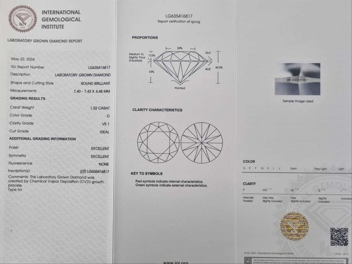 Ørestikkere - 14 karat Hvidguld -  3.02ct. tw. Diamant (Laboratoriedyrket)