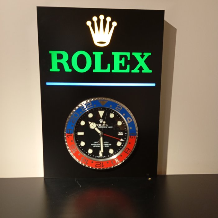 Large Size Rolex   illuminated Clock Sign - Lysskilt - Aluminium