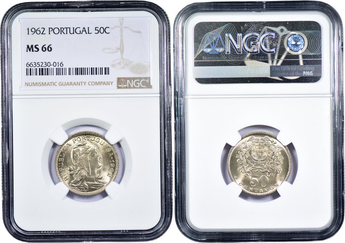 Portugal Republic 4 Moedas - 50 Centavos 1959 1962 1967  1968 - NGC - MS 66