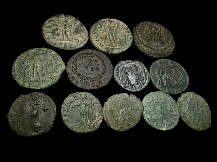 Romarriket. Lot of 12 Æ coins 3rd-4th centuries AD