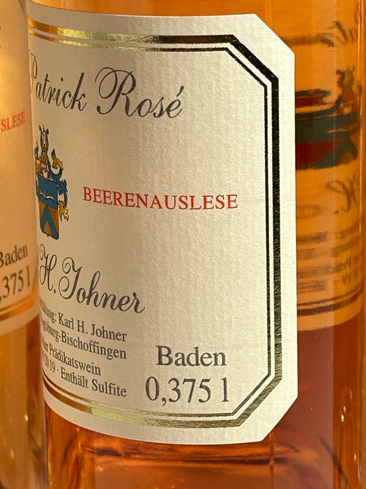 2018 Weingut Karl H. Johner Saint Patrick Beerenauslese Rose - Baden - 12 Halvflaske (0,375 L)