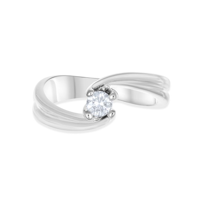 Ring - 18 kraat Hvidguld -  0.16ct. tw. Diamant (Natur)