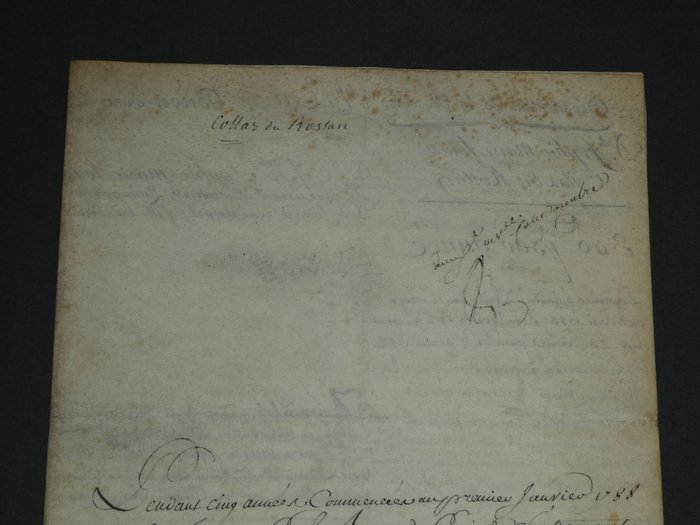 Louis XVI et son secrétaire Charles Eugène Gabriel de La Croix de Castries - Lettre patente signée "Louis" - Département de la Marine - 1783