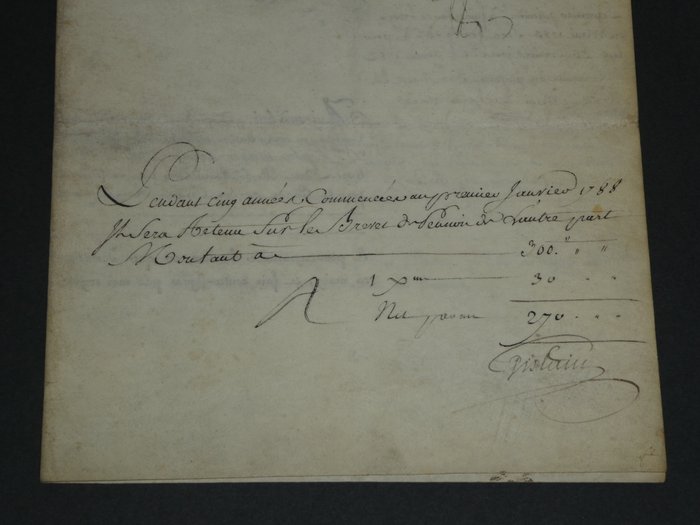 Louis XVI et son secrétaire Charles Eugène Gabriel de La Croix de Castries - Lettre patente signée "Louis" - Département de la Marine - 1783