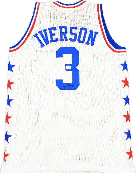 Hustle - NBA - Allen Iverson - Autograph - White Custom Basketball Jersey - With COA