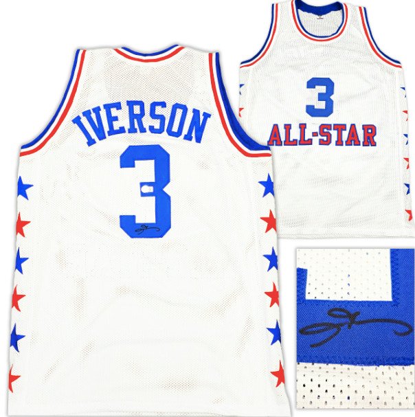 Hustle - NBA - Allen Iverson - Autograph - White Custom Basketball Jersey - With COA