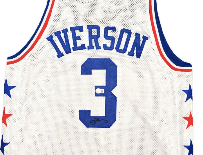 Hustle - NBA - Allen Iverson - Autograph - White Custom Basketball Jersey - With COA